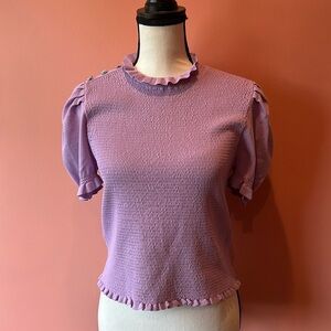 Lilac Stretch Blouse with Rhinestone accents